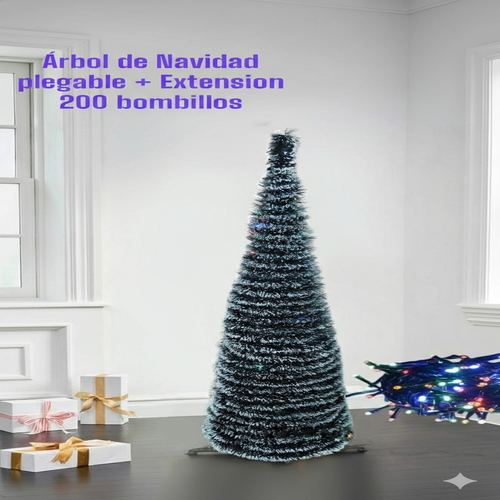 🎄 Árbol de Navidad Fácil de Armar + Luces LED de Regalo 🎁 ¡Decora en segundos! 🎅