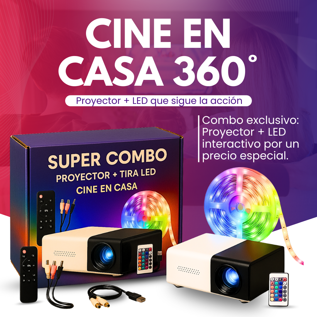 Combo Cine en Casa: Proyector + Smart LED Inteligente 1.5M GRATIS 🎁