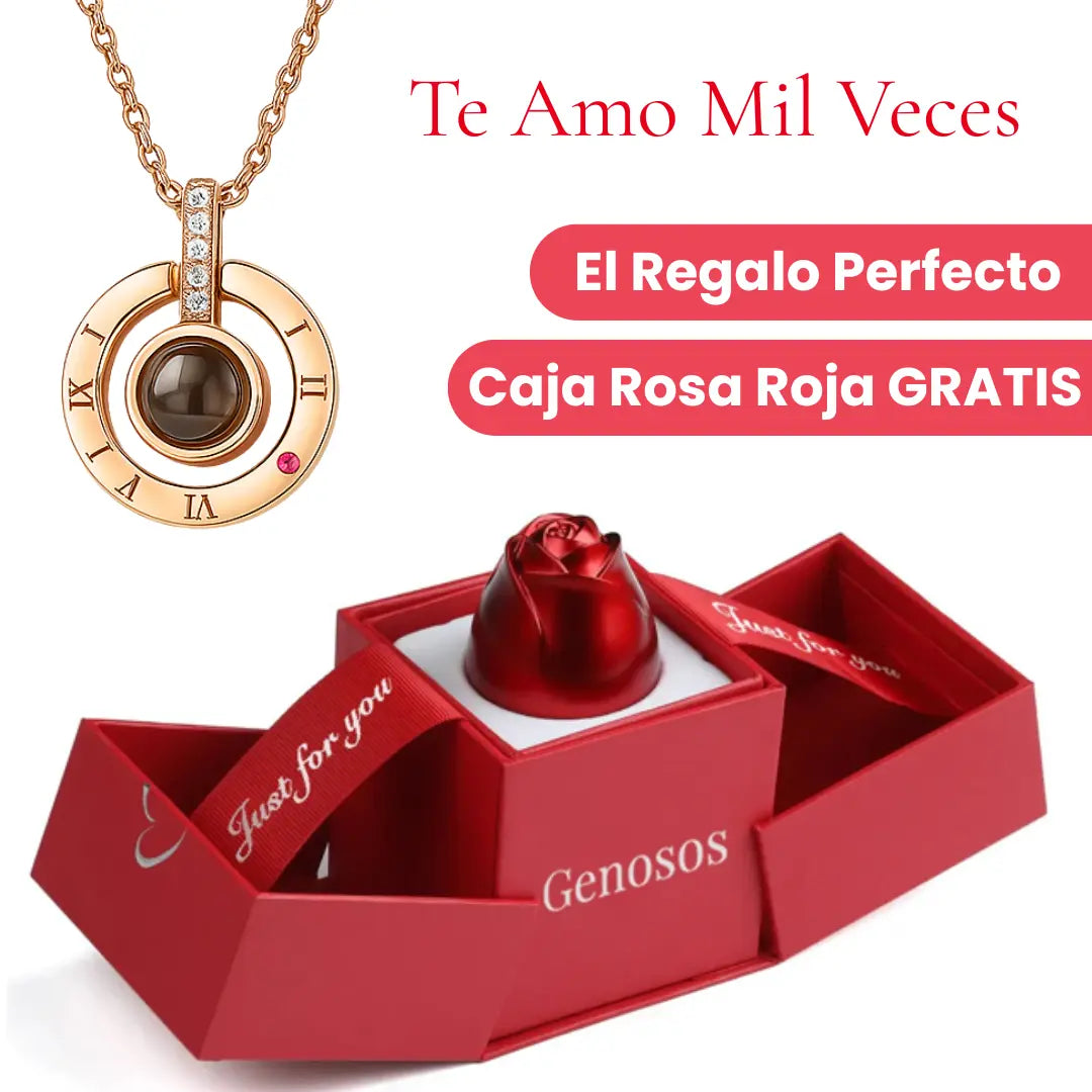 Collar Te Amo Mil Veces En Oro Rose + Caja Rosa Roja GRATIS 🌹🎁